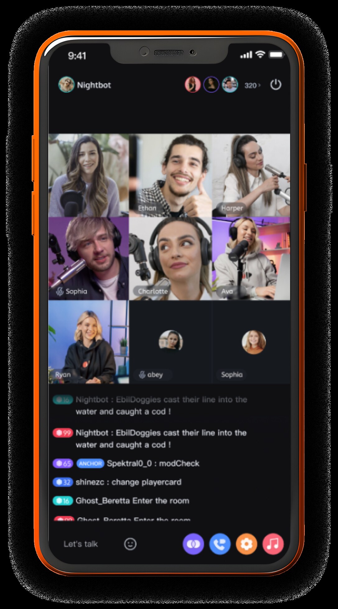 A Mabrook multi-guest live room on iPhone